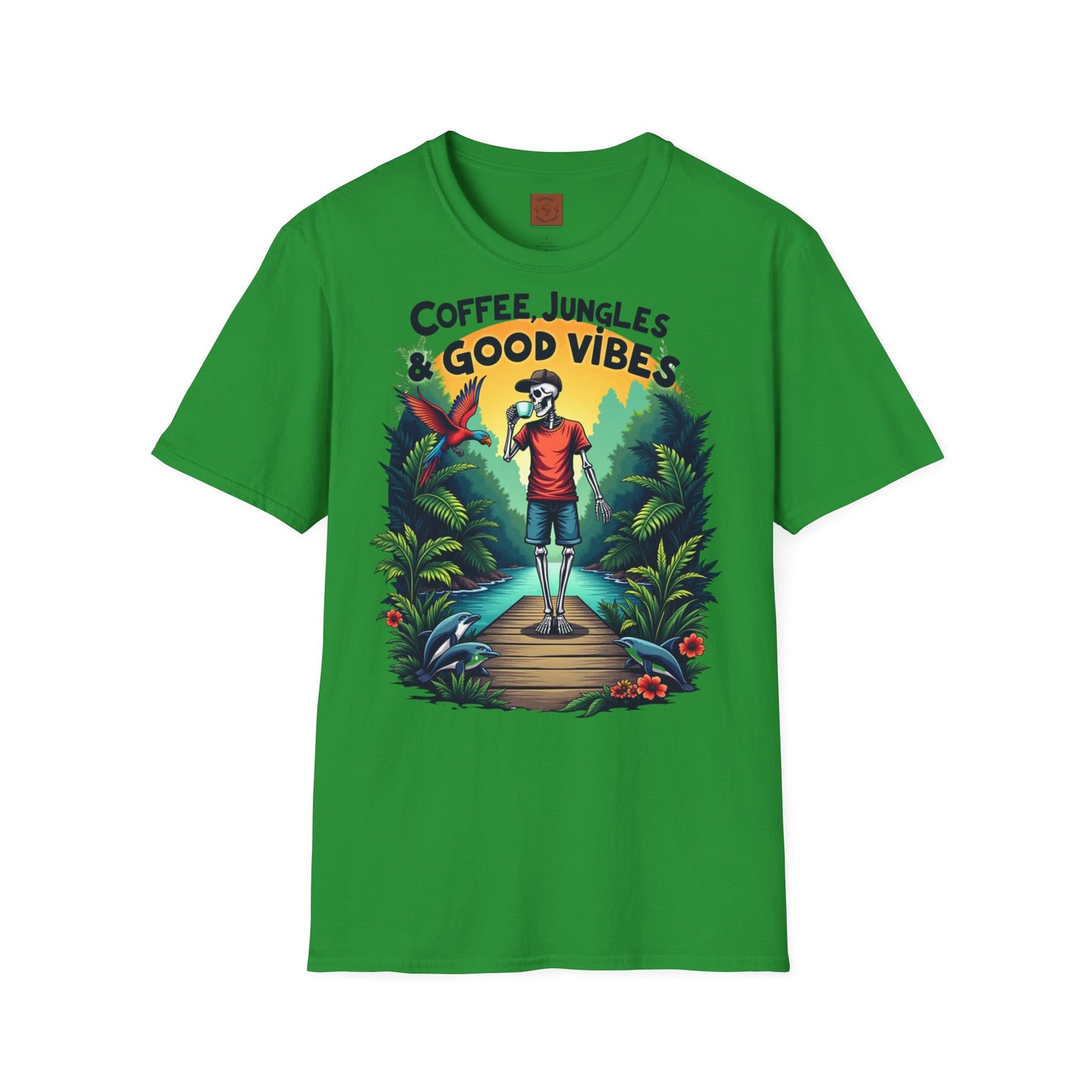 Coffee Jungles & Good Vibes | Funny Skeleton Coffee T-Shirt