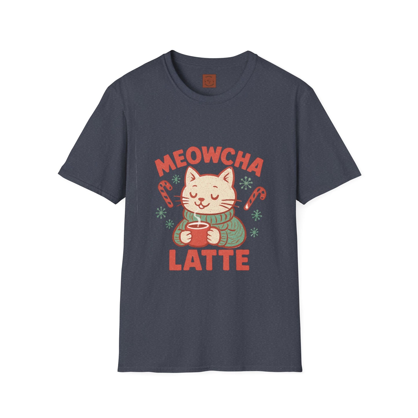 Meowcha Latte | Cozy Cat Christmas Coffee Lover Unisex T-Shirt