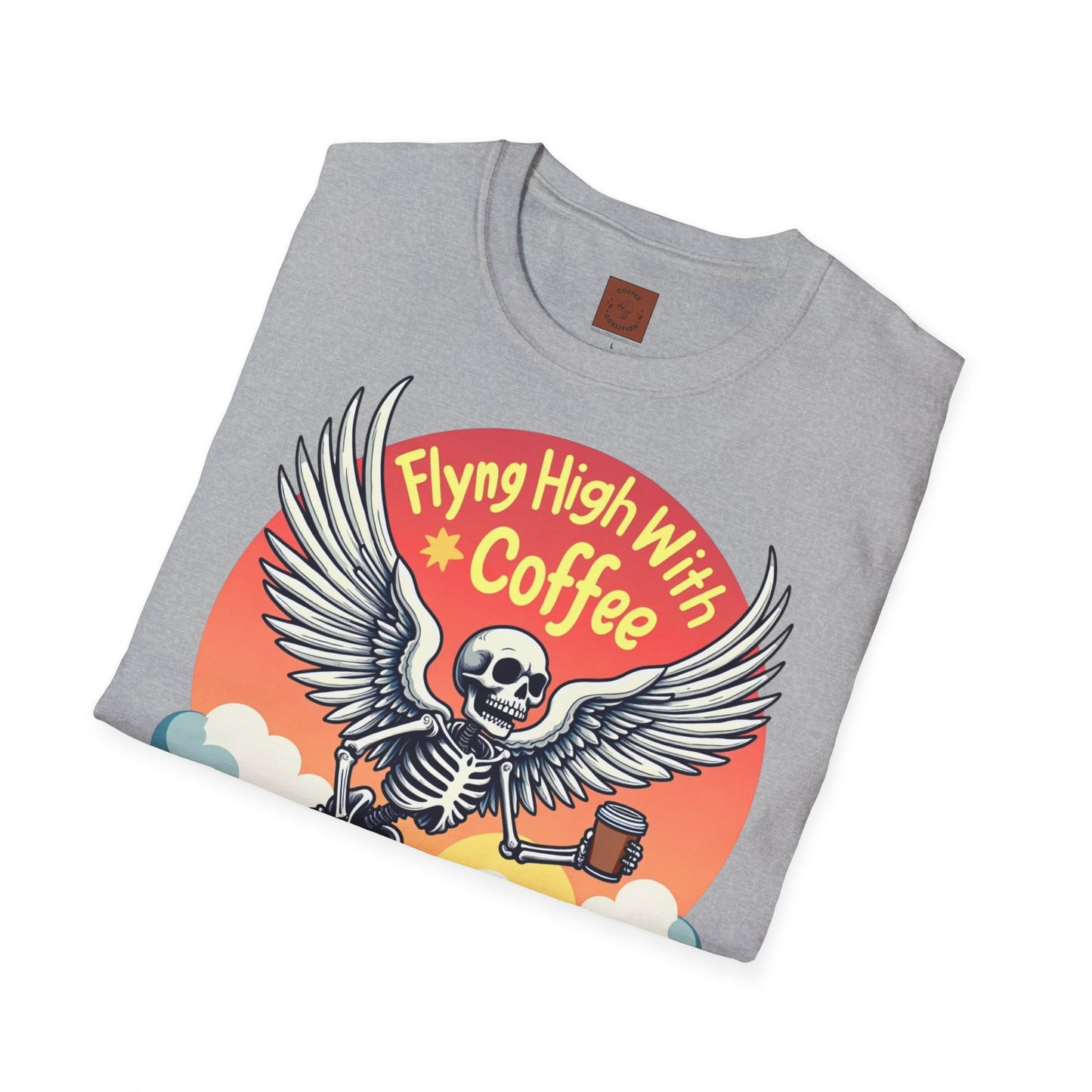 Flying High With Coffee | Skeleton Wings Tee