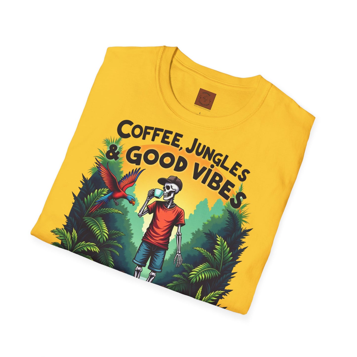 Coffee Jungles & Good Vibes | Funny Skeleton Coffee T-Shirt