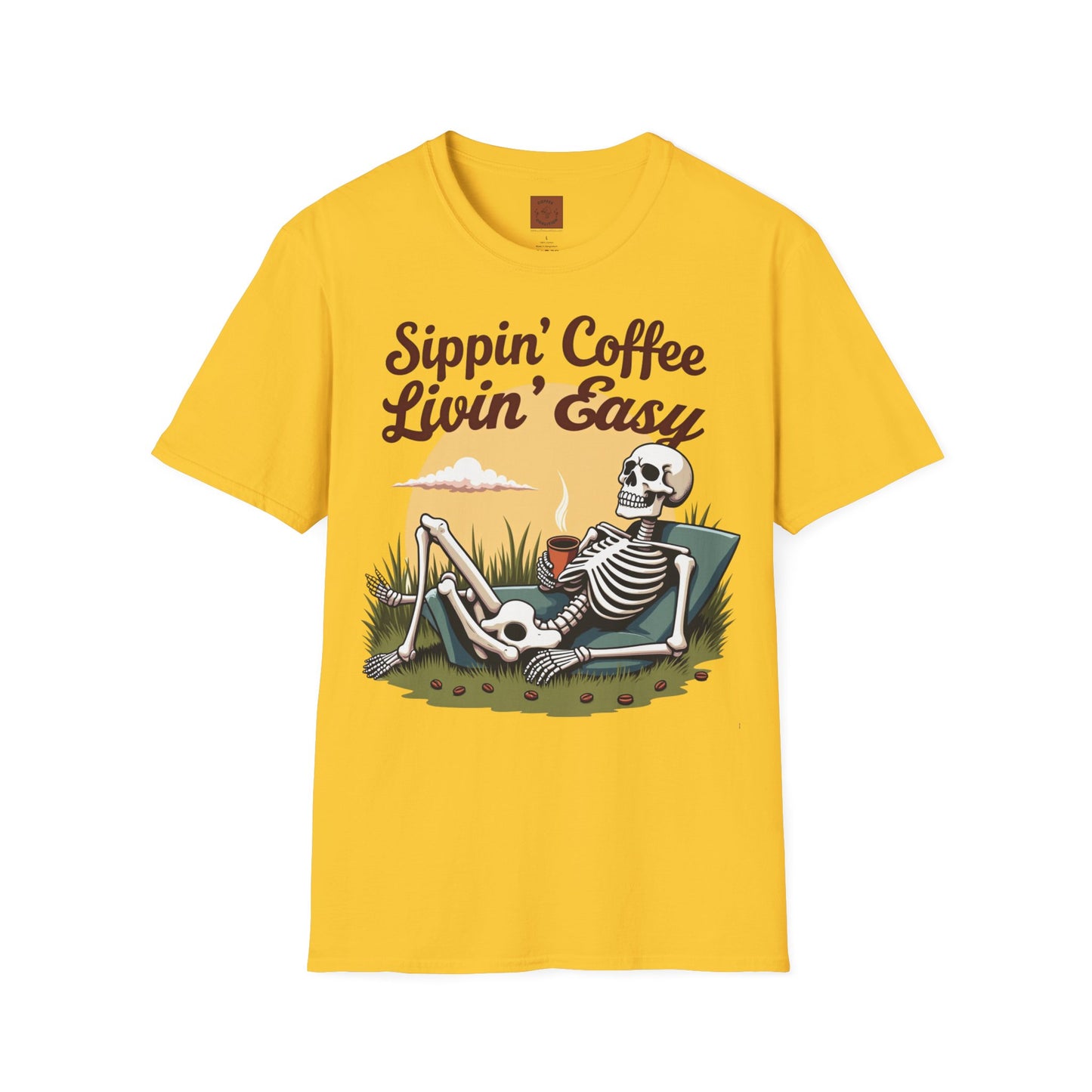 Sippin’ Coffee, Livin’ Easy | Chill Skeleton Coffee Tee