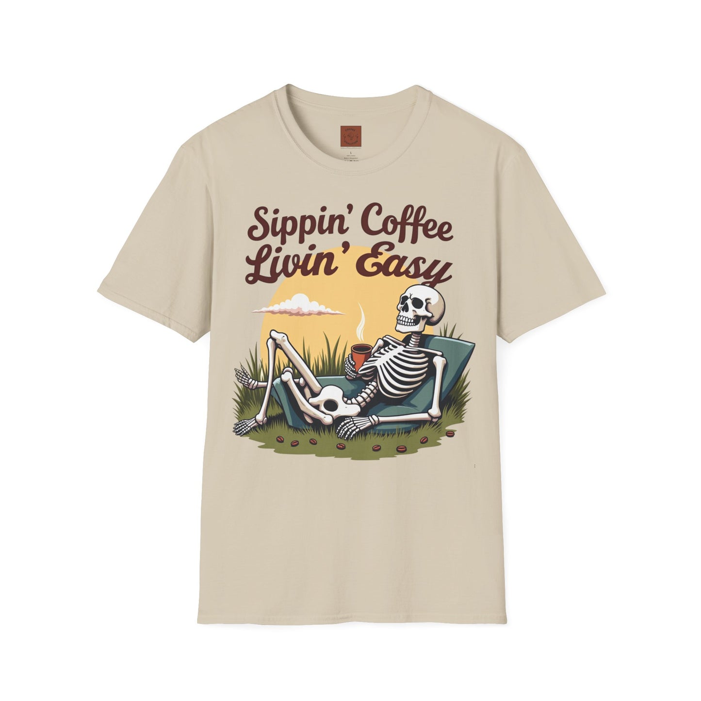 Sippin’ Coffee, Livin’ Easy | Chill Skeleton Coffee Tee