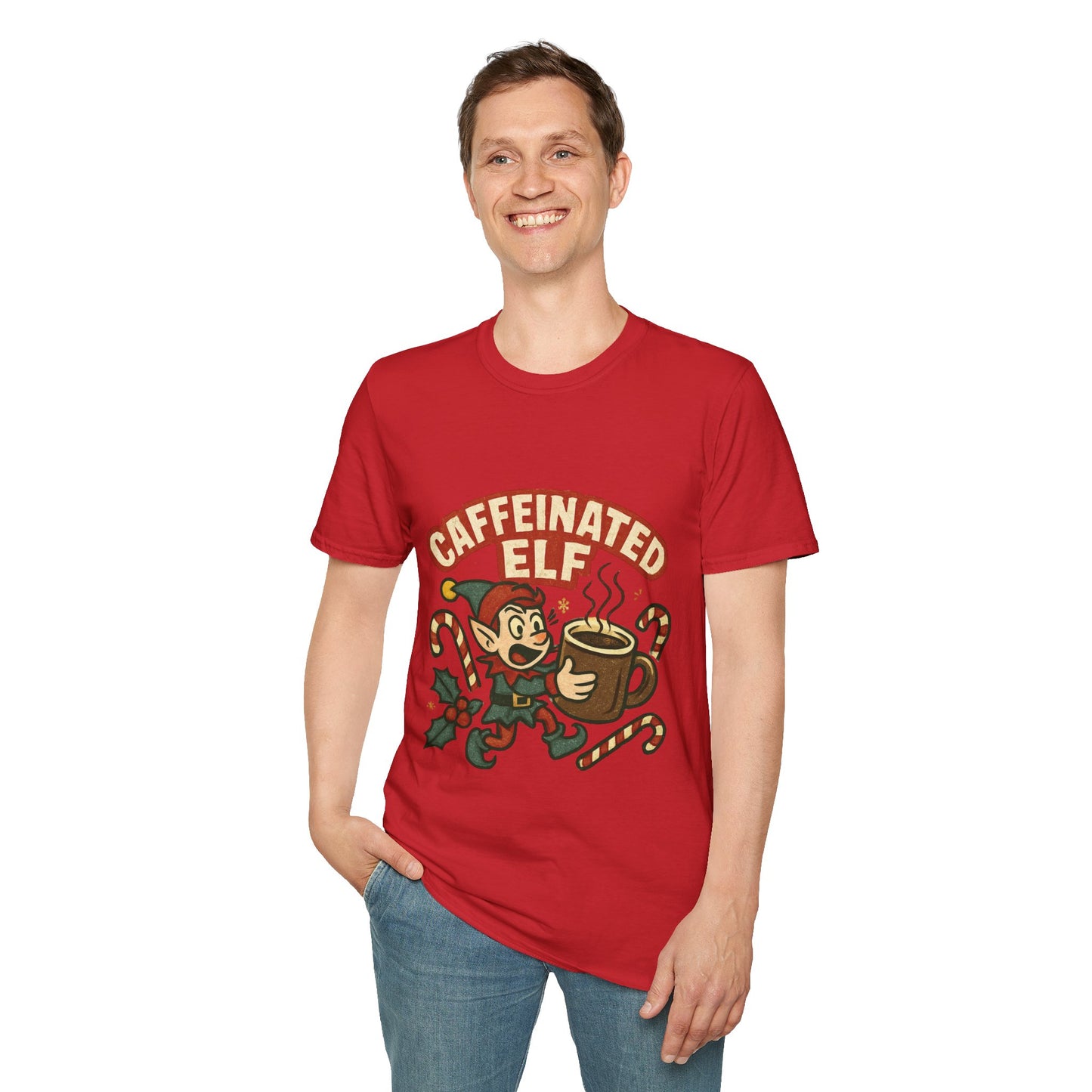 Caffeinated Elf | Funny Christmas Coffee Lover Unisex T-Shirt