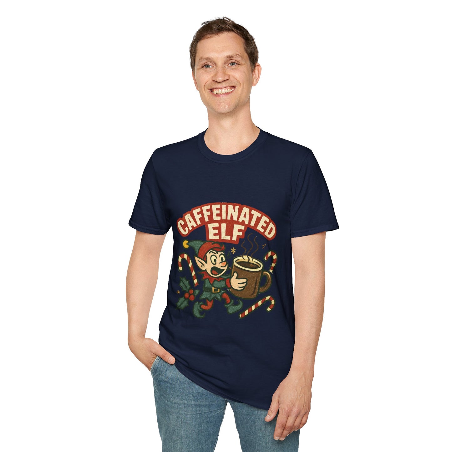 Caffeinated Elf | Funny Christmas Coffee Lover Unisex T-Shirt
