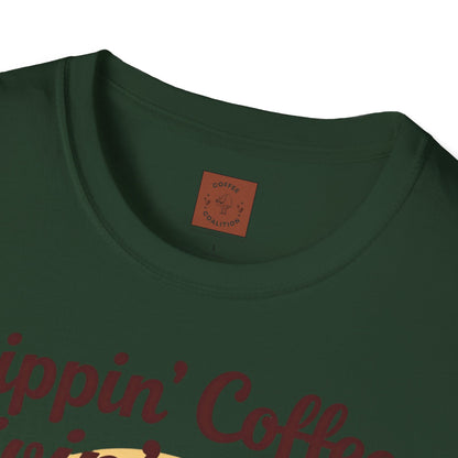 Sippin’ Coffee, Livin’ Easy | Chill Skeleton Coffee Tee