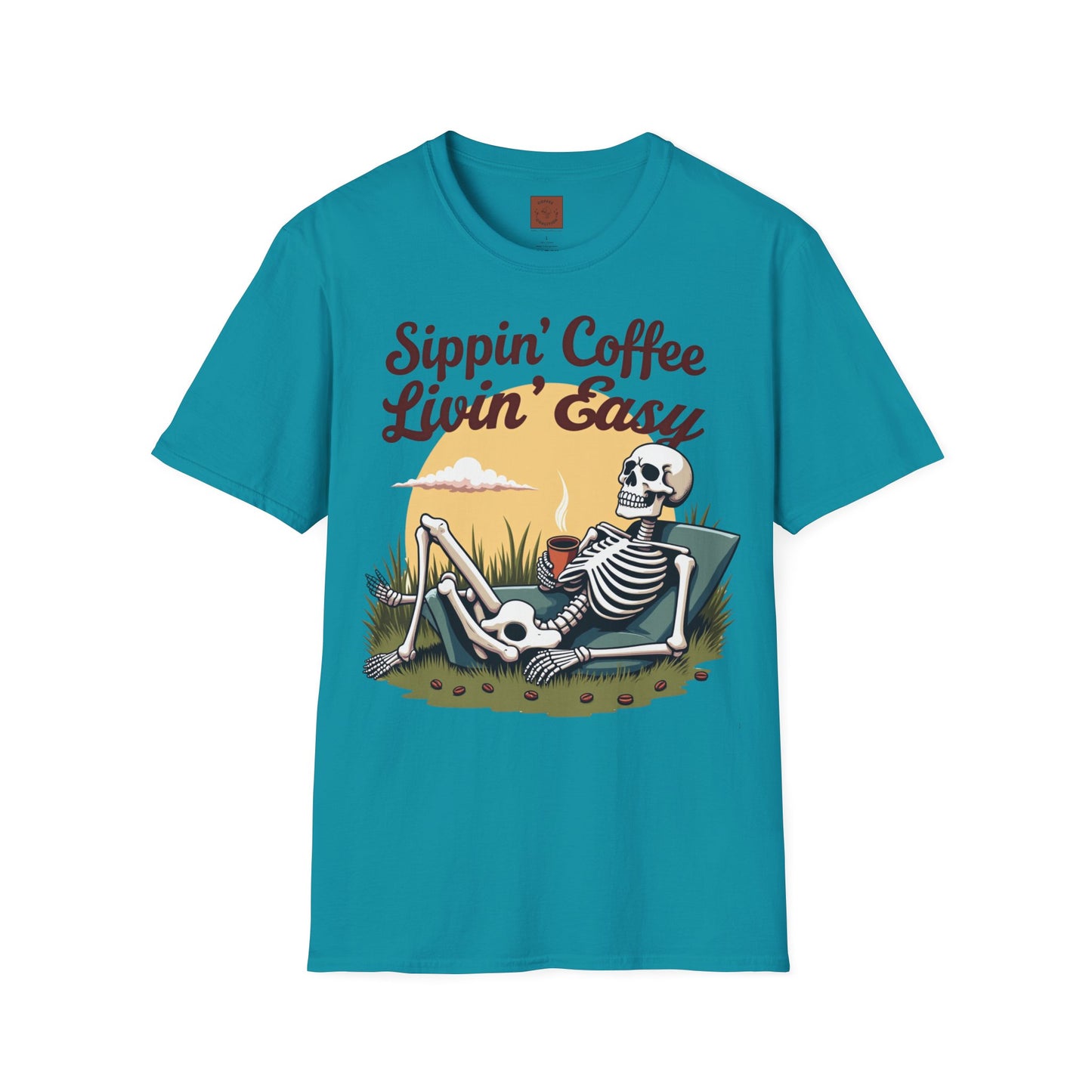 Sippin’ Coffee, Livin’ Easy | Chill Skeleton Coffee Tee