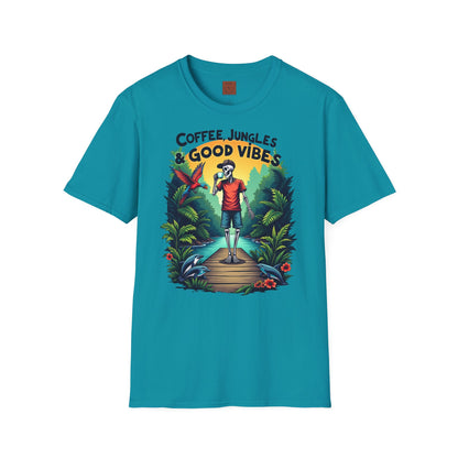 Coffee Jungles & Good Vibes | Funny Skeleton Coffee T-Shirt
