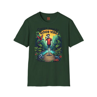 Coffee Jungles & Good Vibes | Funny Skeleton Coffee T-Shirt