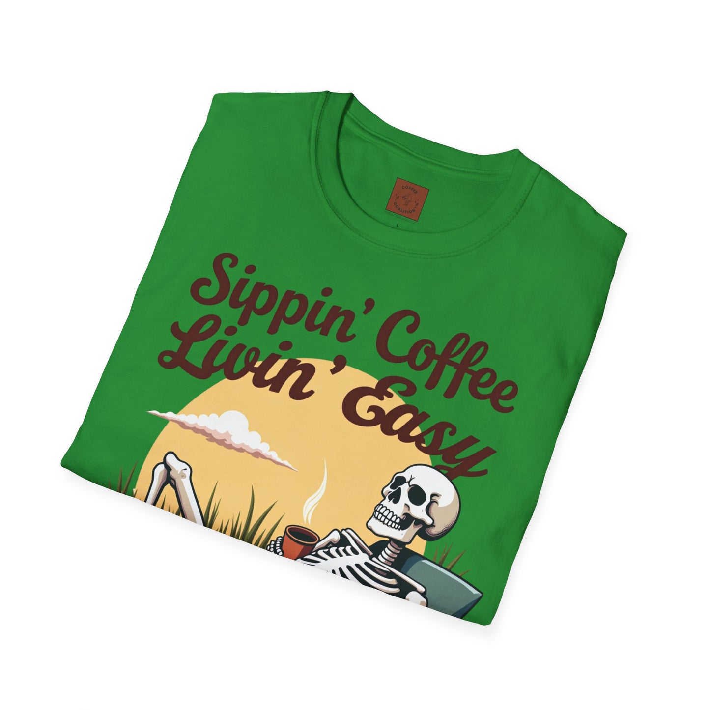 Sippin’ Coffee, Livin’ Easy | Chill Skeleton Coffee Tee