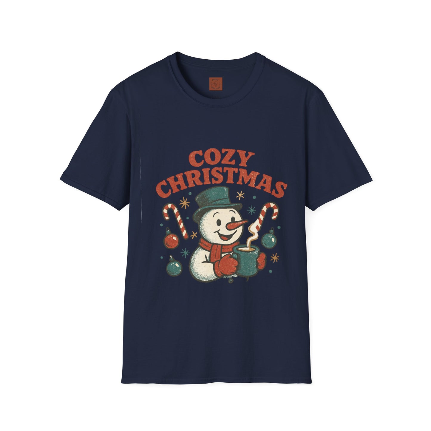 Cozy Christmas | Retro Snowman Coffee Lover Unisex T-Shirt