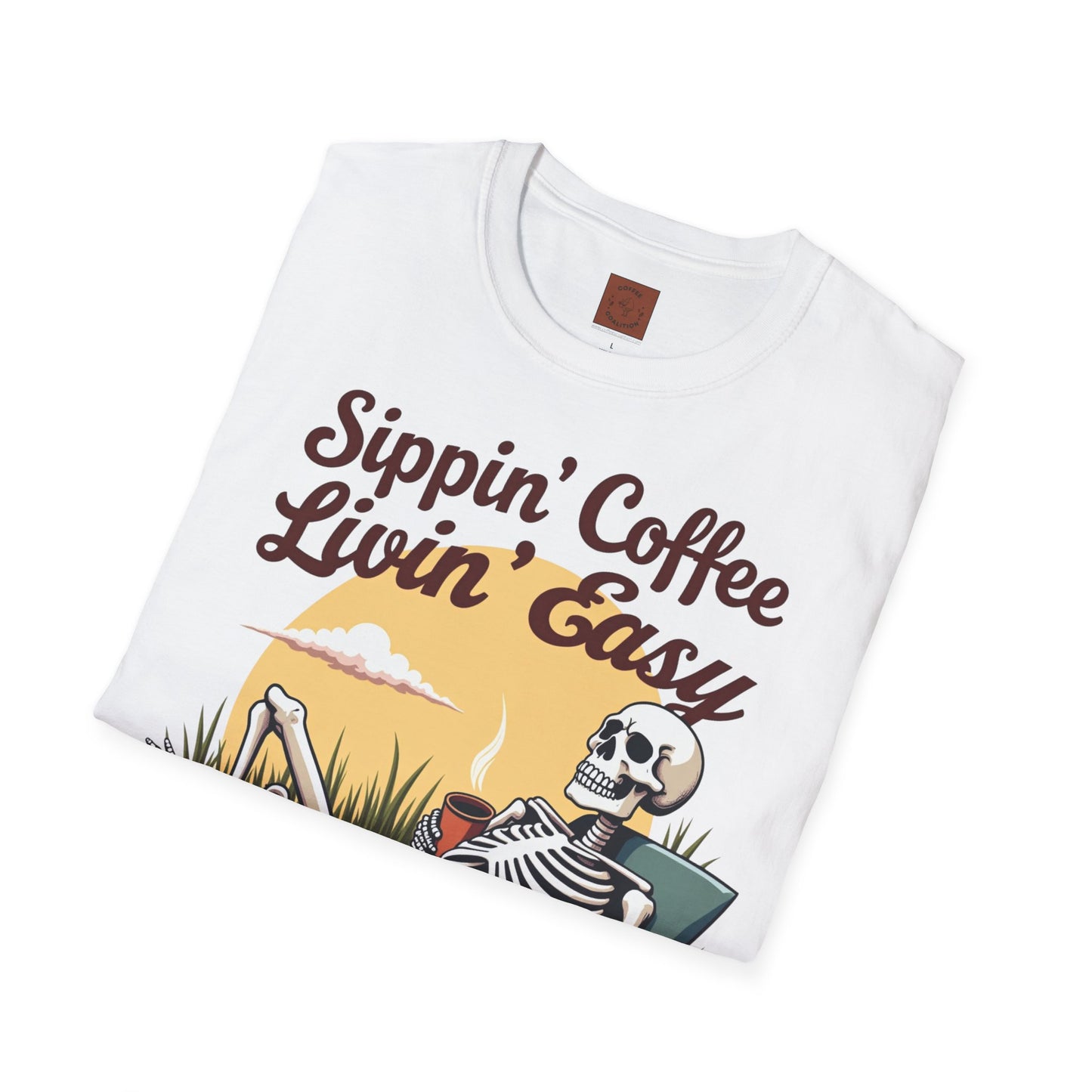 Sippin’ Coffee, Livin’ Easy | Chill Skeleton Coffee Tee