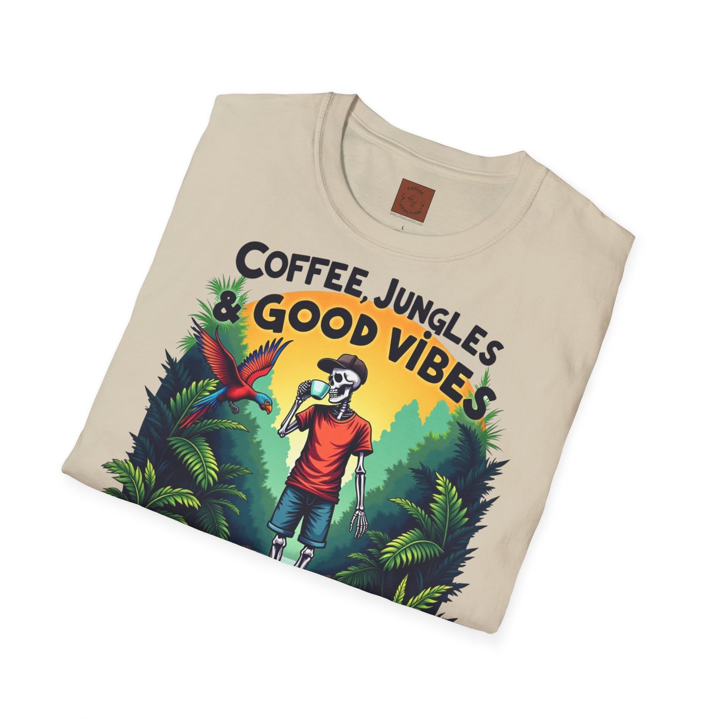 Coffee, Jungles & Good Vibes | Tropical Skeleton Chill Tee