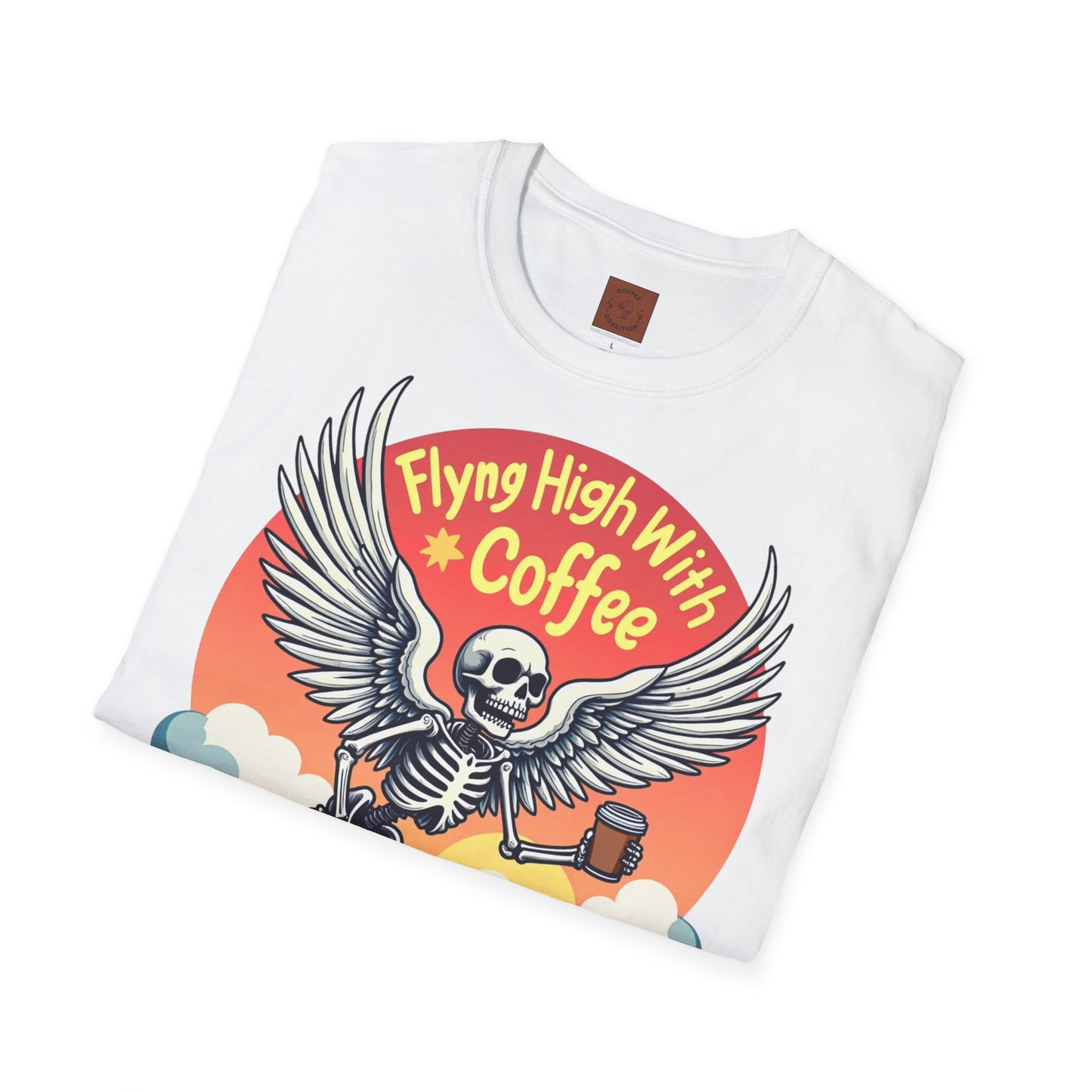 Flying High With Coffee | Skeleton Wings Tee