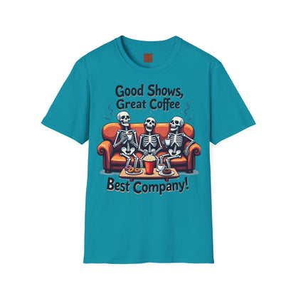 Good Shows, Great Coffee, Best Vibes | Skeleton Chill Crew Tee