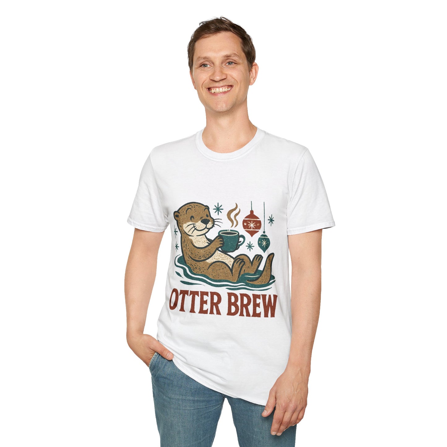 Otter Brew | Cute Coffee Lover Christmas Unisex T-Shirt
