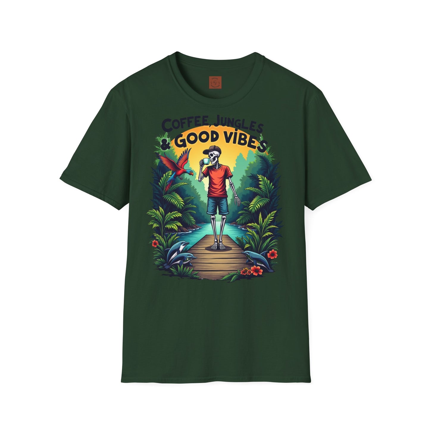 Coffee Jungles & Good Vibes | Funny Skeleton Coffee T-Shirt