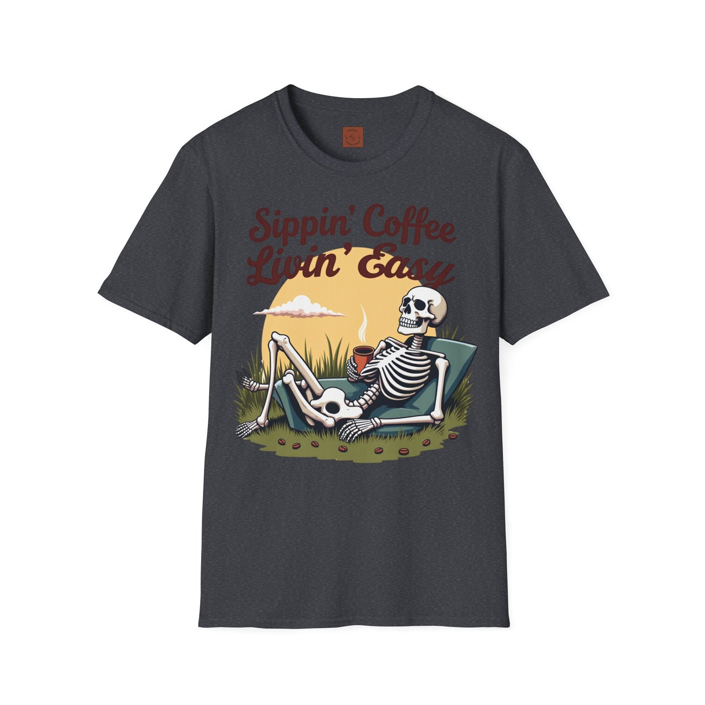 Sippin’ Coffee, Livin’ Easy | Chill Skeleton Coffee Tee