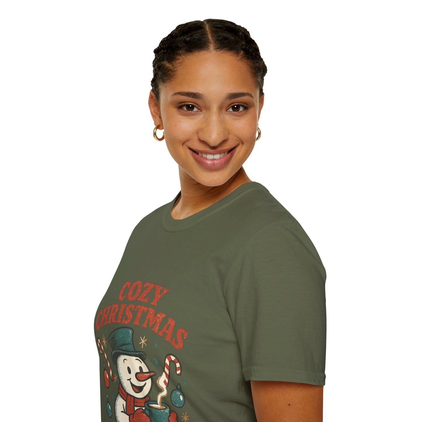 Cozy Christmas | Retro Snowman Coffee Lover Unisex T-Shirt