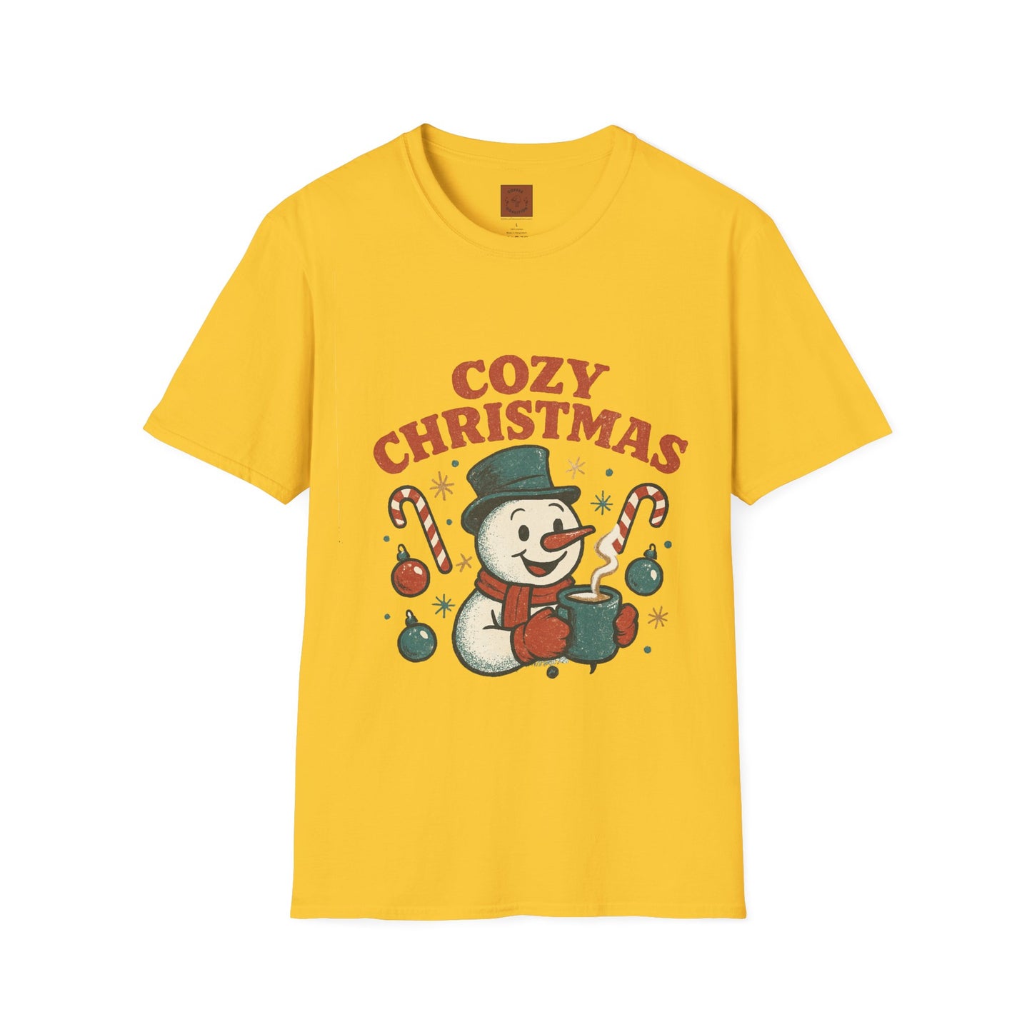 Cozy Christmas | Retro Snowman Coffee Lover Unisex T-Shirt
