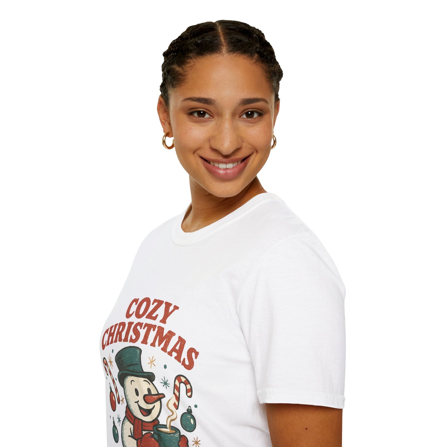 Cozy Christmas | Retro Snowman Coffee Lover Unisex T-Shirt