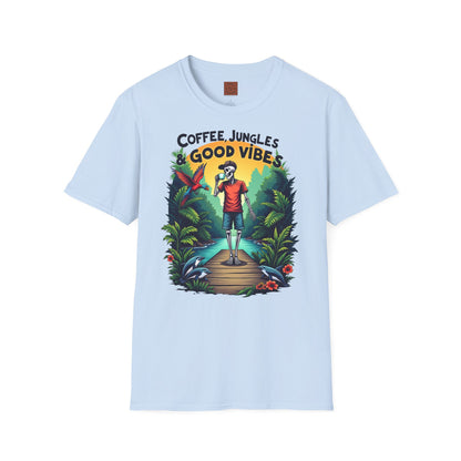 Coffee Jungles & Good Vibes | Funny Skeleton Coffee T-Shirt