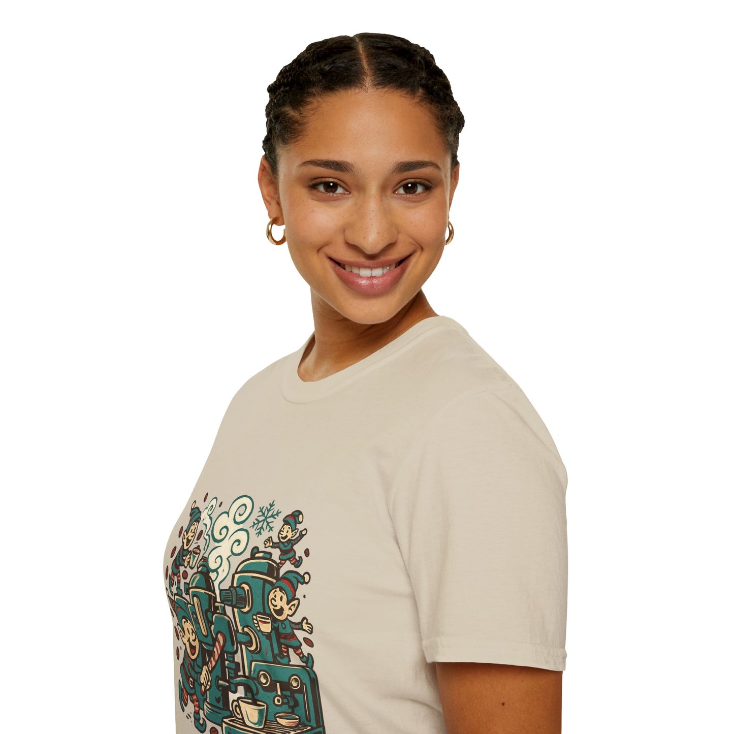 Elf Espresso Factory | Funny Christmas Coffee Lovers Unisex T-Shirt