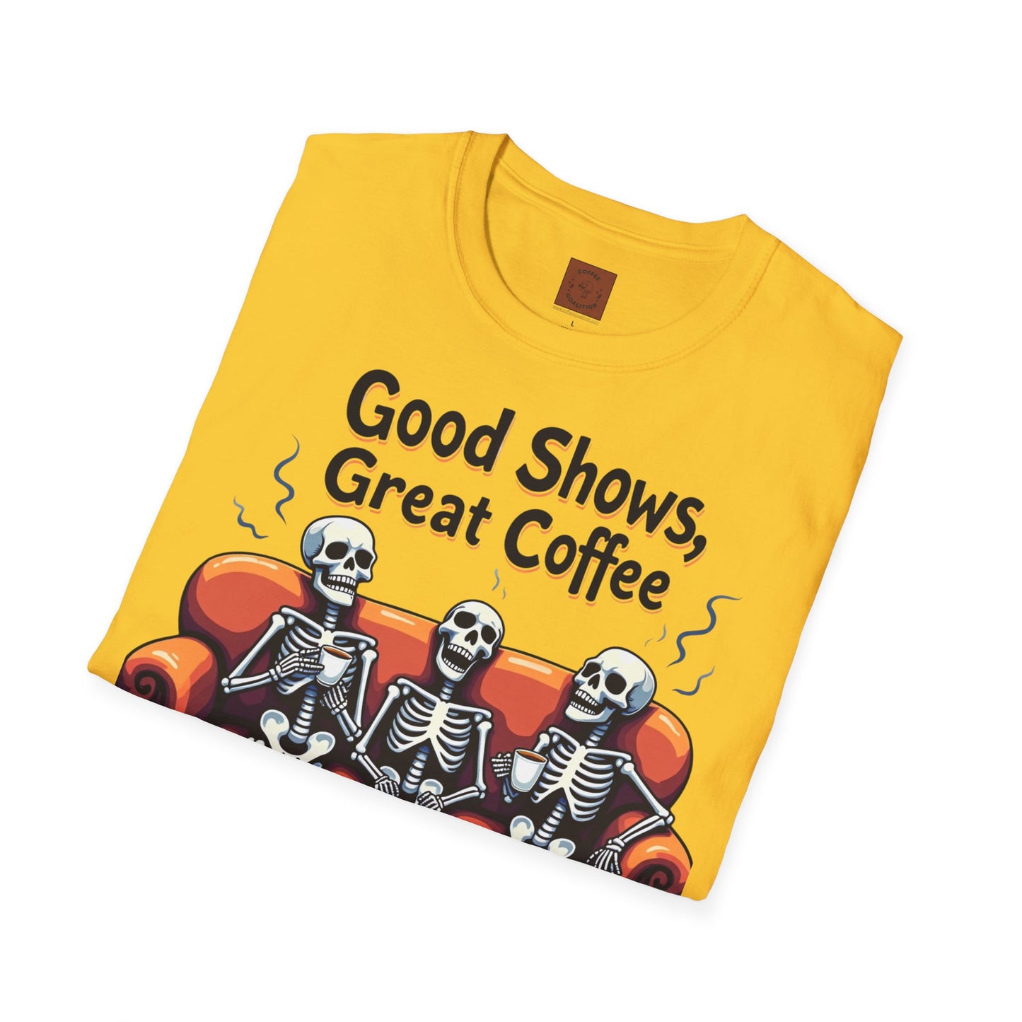 Good Shows, Great Coffee, Best Vibes | Skeleton Chill Crew Tee
