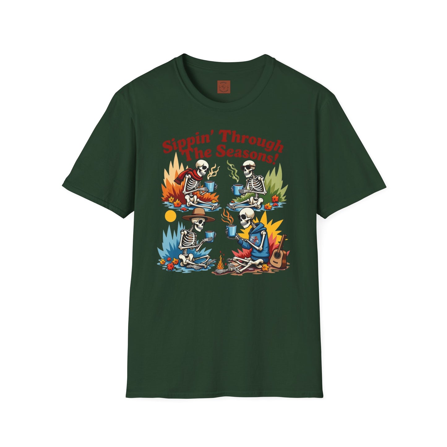 Sippin’ Through the Seasons | Year-Round Coffee Skeleton Tee