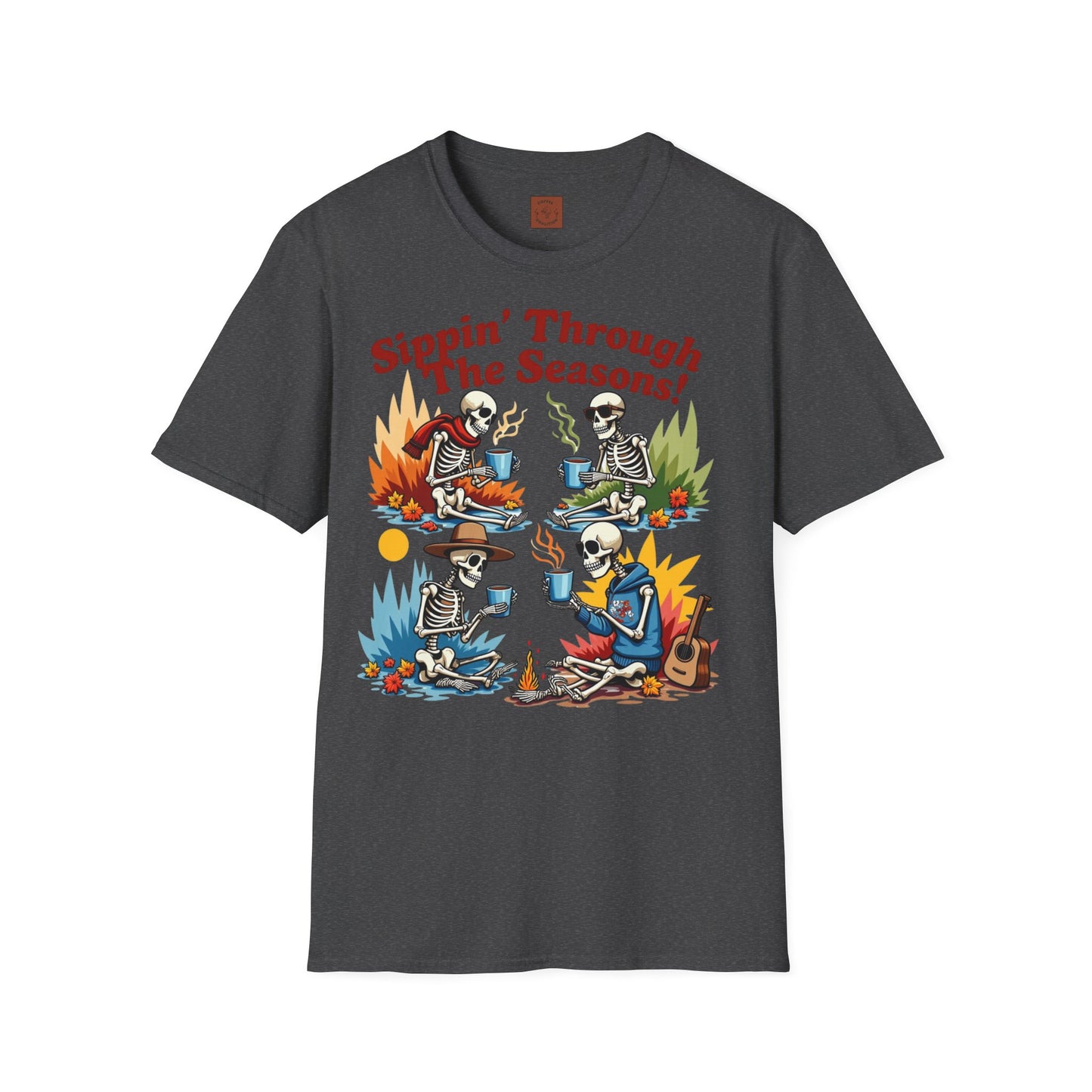 Sippin’ Through the Seasons | Year-Round Coffee Skeleton Tee