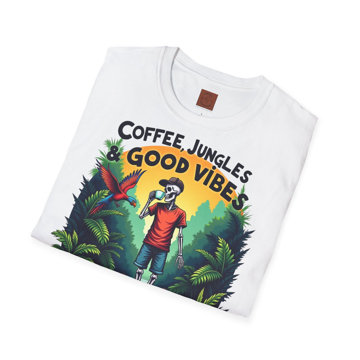 Coffee Jungles & Good Vibes | Funny Skeleton Coffee T-Shirt
