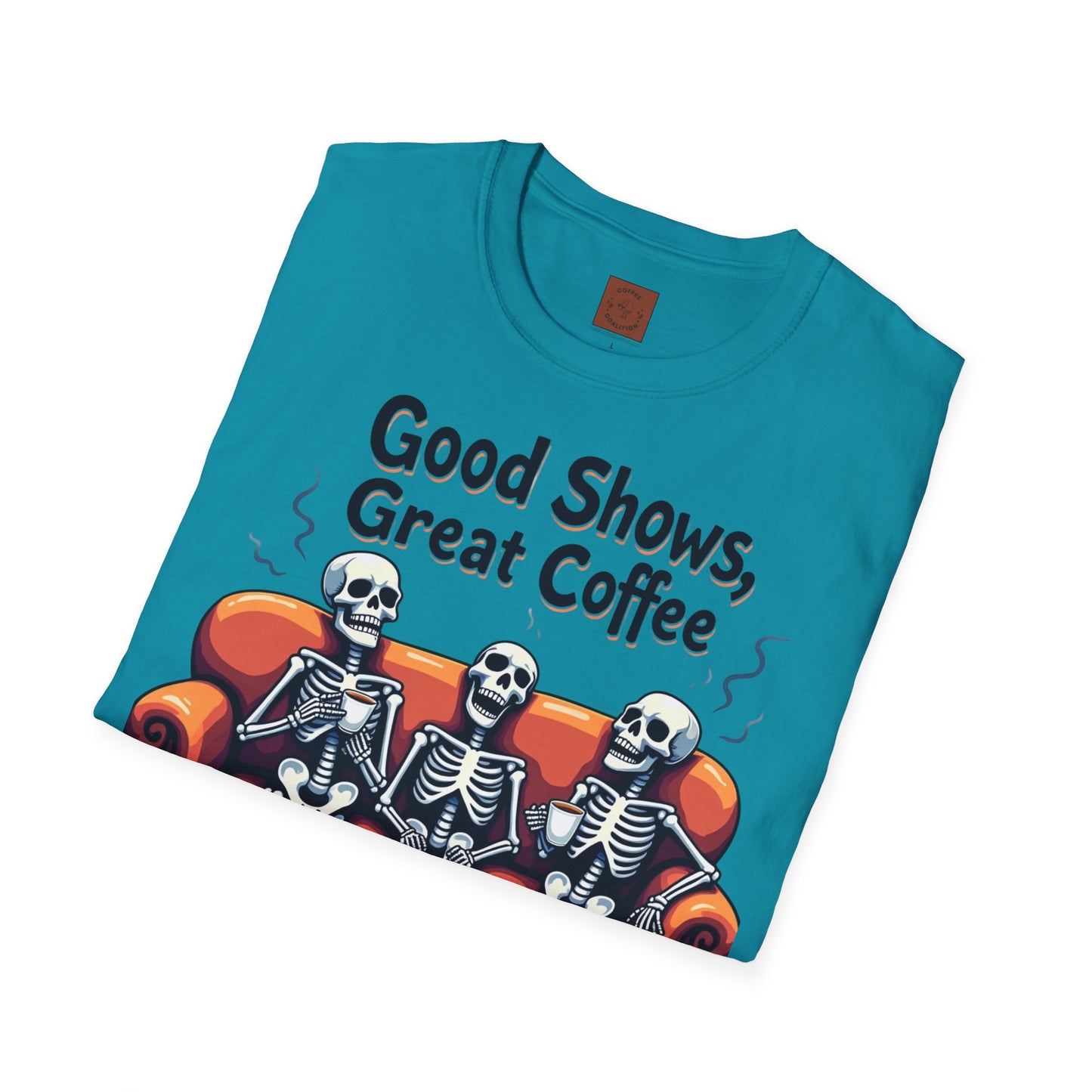 Good Shows, Great Coffee, Best Vibes | Skeleton Chill Crew Tee
