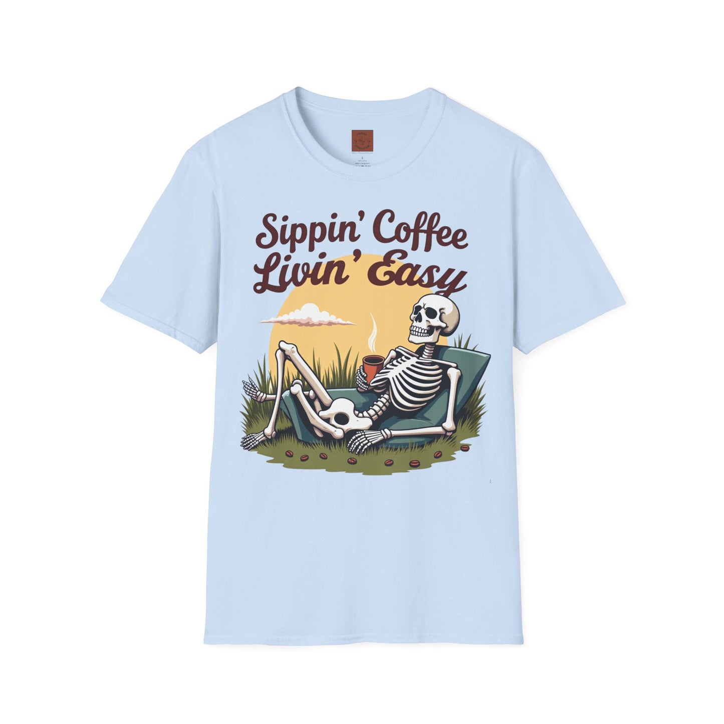 Sippin’ Coffee, Livin’ Easy | Chill Skeleton Coffee Tee