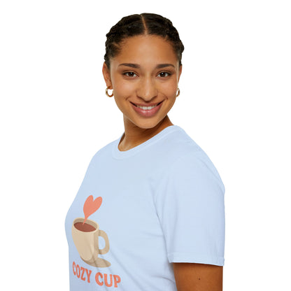 Cozy Cup – Unisex Cute Coffee Lover T-Shirt