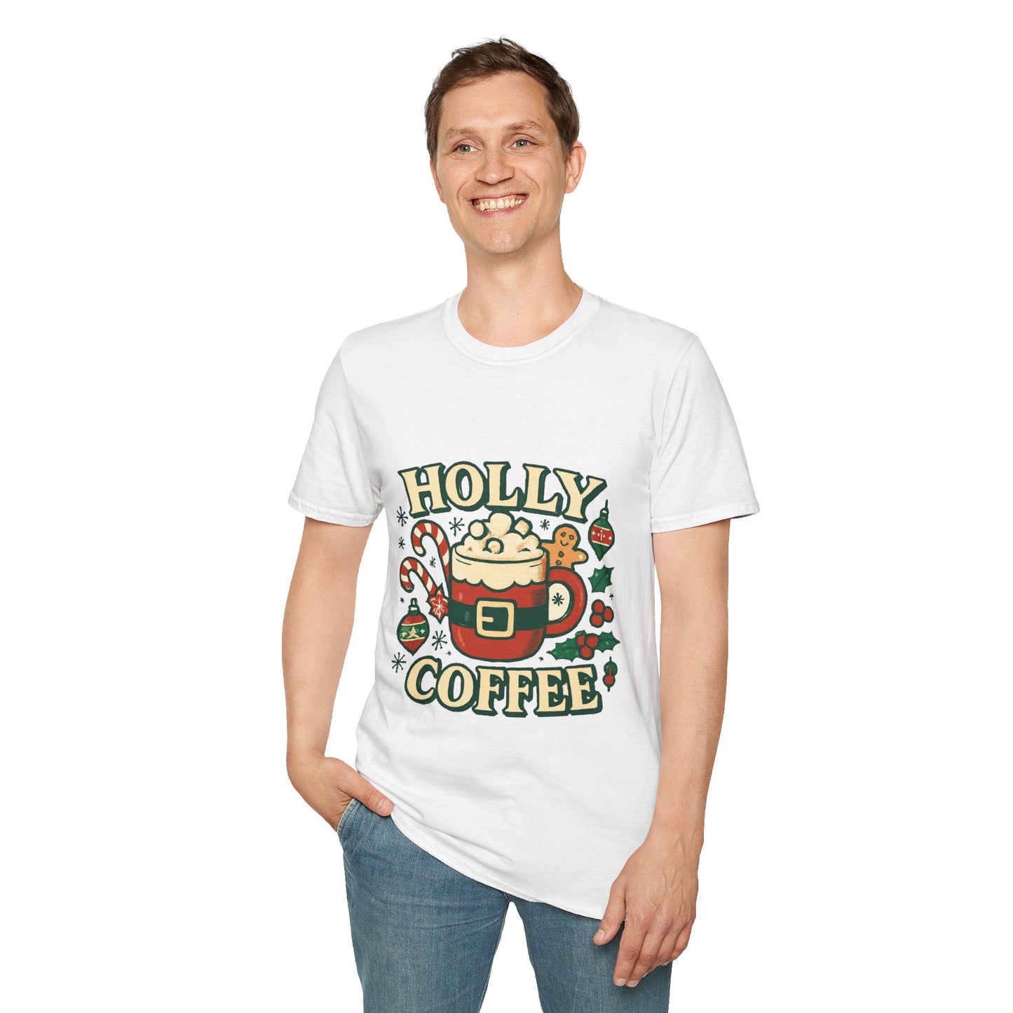 Holly Coffee | Festive Christmas Coffee Lover Unisex T-Shirt