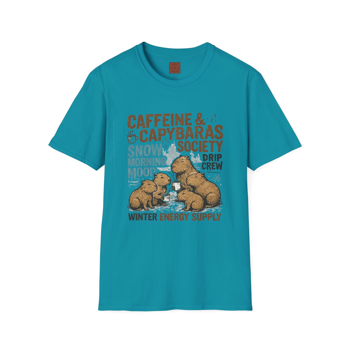 Caffeine & Capybaras Society | Funny Winter Coffee Lover Unisex T-Shirt