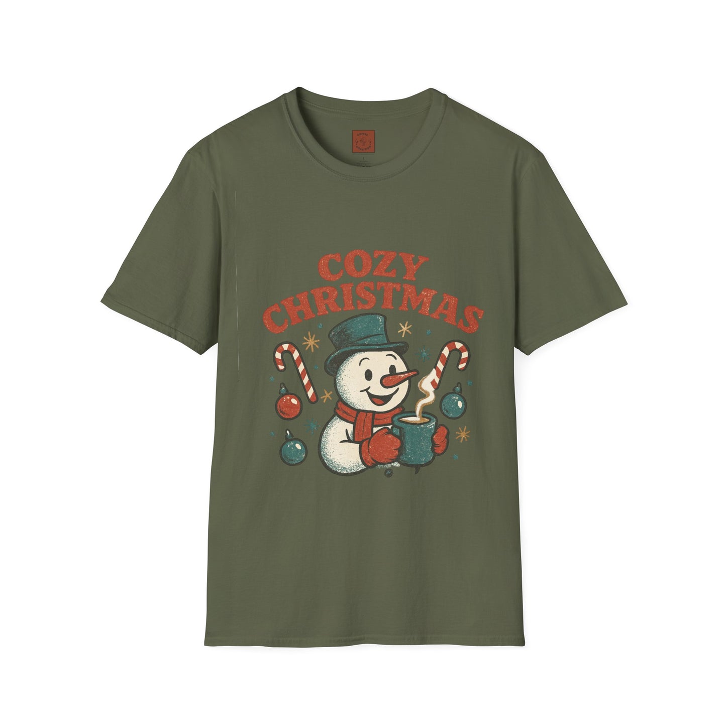 Cozy Christmas | Retro Snowman Coffee Lover Unisex T-Shirt