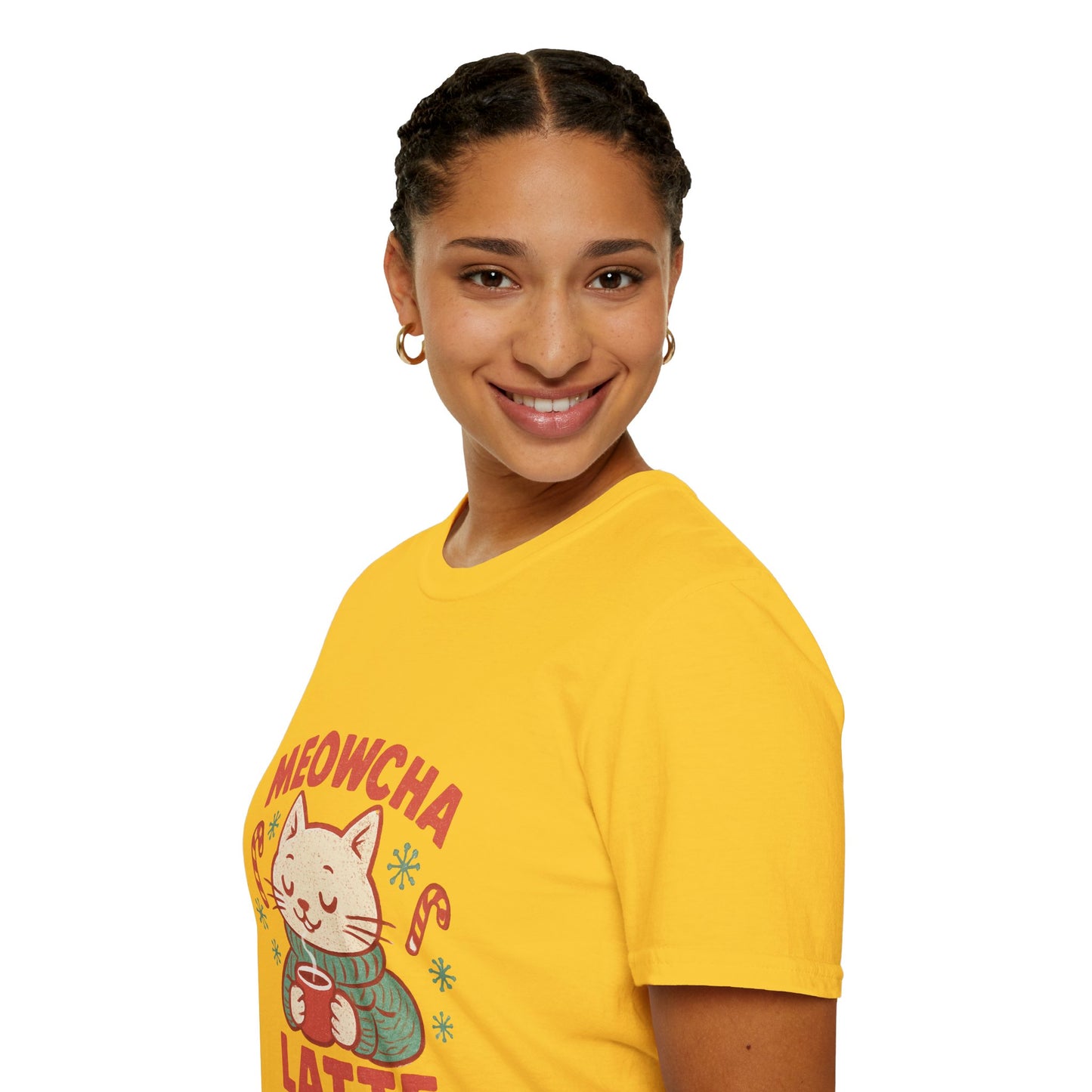 Meowcha Latte | Cozy Cat Christmas Coffee Lover Unisex T-Shirt