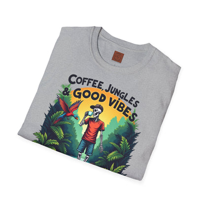 Coffee Jungles & Good Vibes | Funny Skeleton Coffee T-Shirt