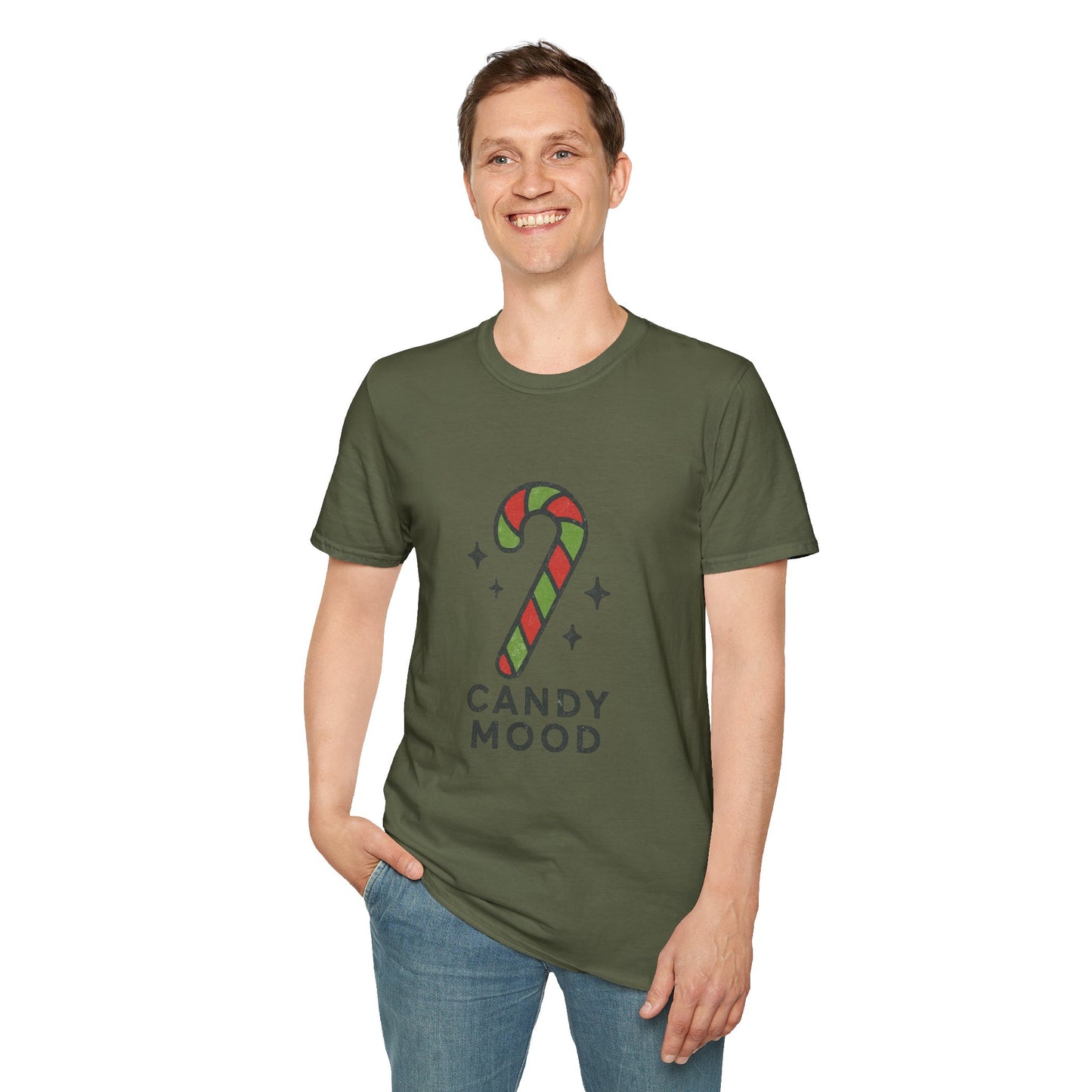 Candy Mood | Minimalist Christmas Candy Cane Aesthetic Unisex T-Shirt