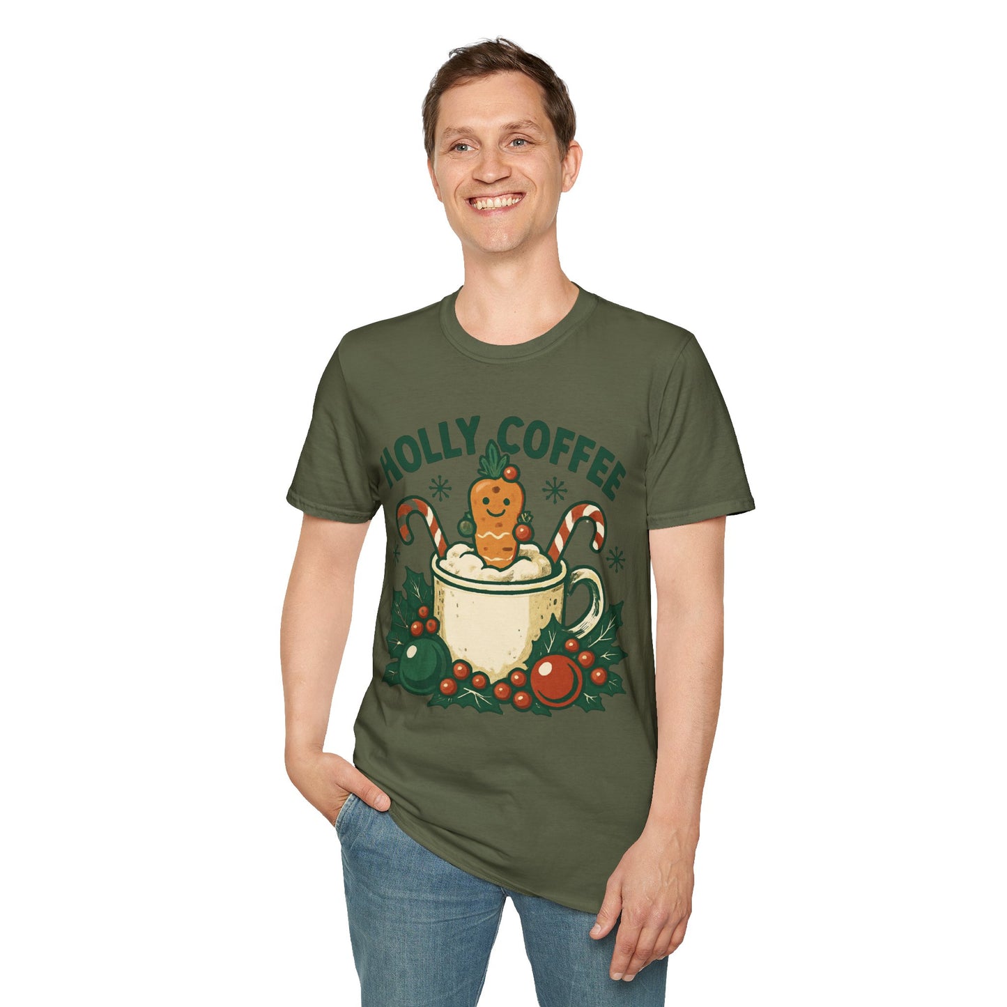 Jolly Brew | Funny Gingerbread Coffee Christmas Unisex T-Shirt