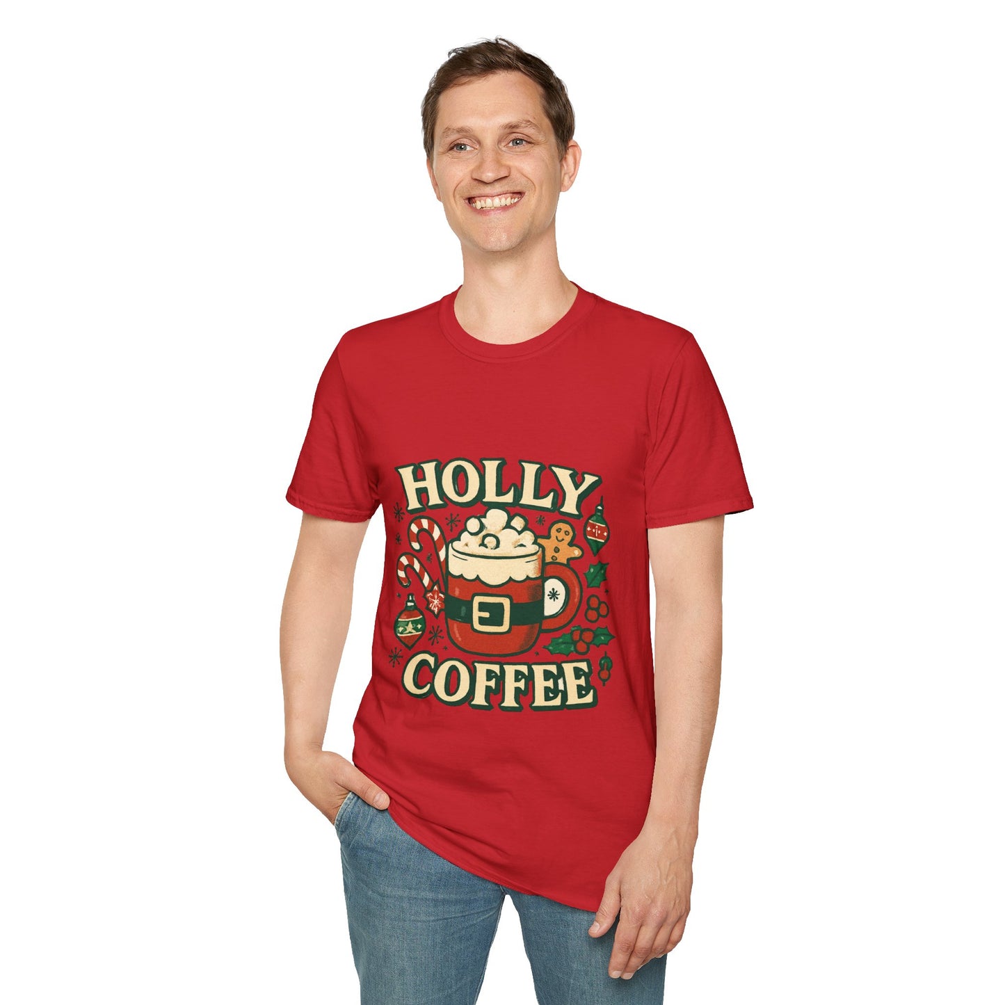 Holly Coffee | Festive Christmas Coffee Lover Unisex T-Shirt