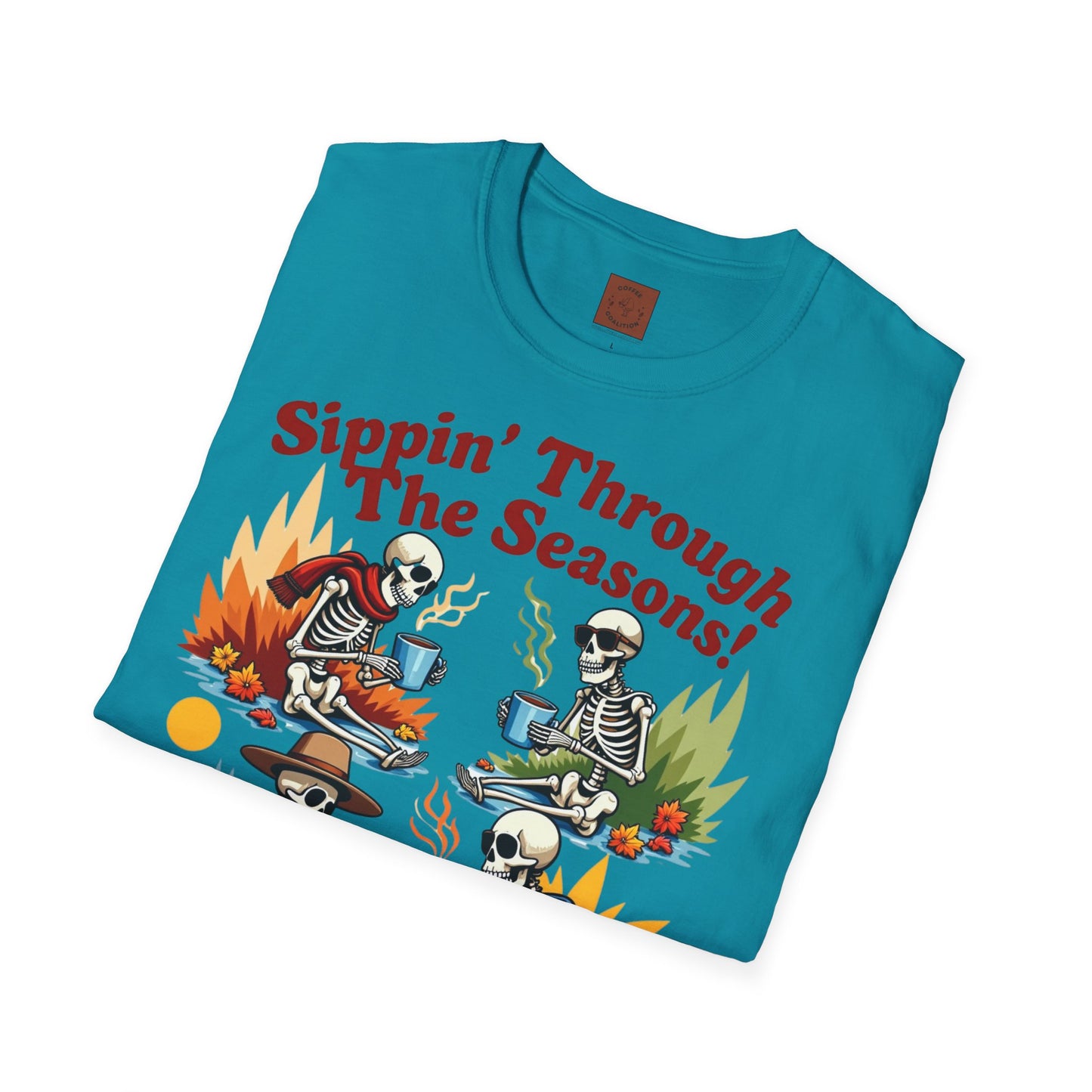 Sippin’ Through the Seasons | Year-Round Coffee Skeleton Tee