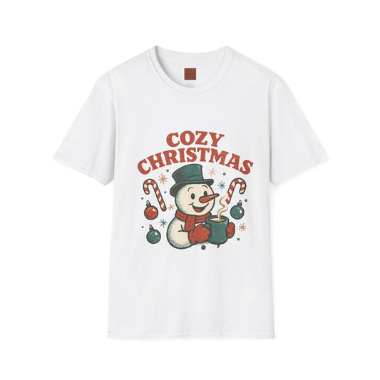 Cozy Christmas | Retro Snowman Coffee Lover Unisex T-Shirt