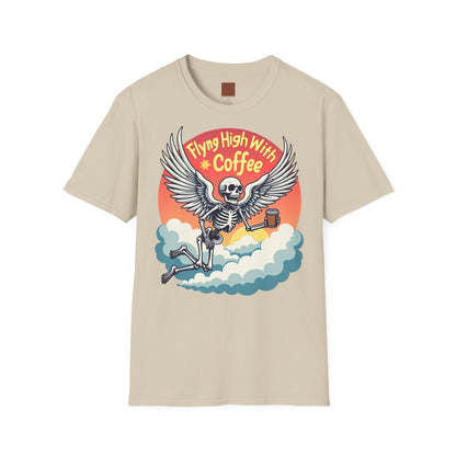 Flying High With Coffee | Skeleton Wings Tee