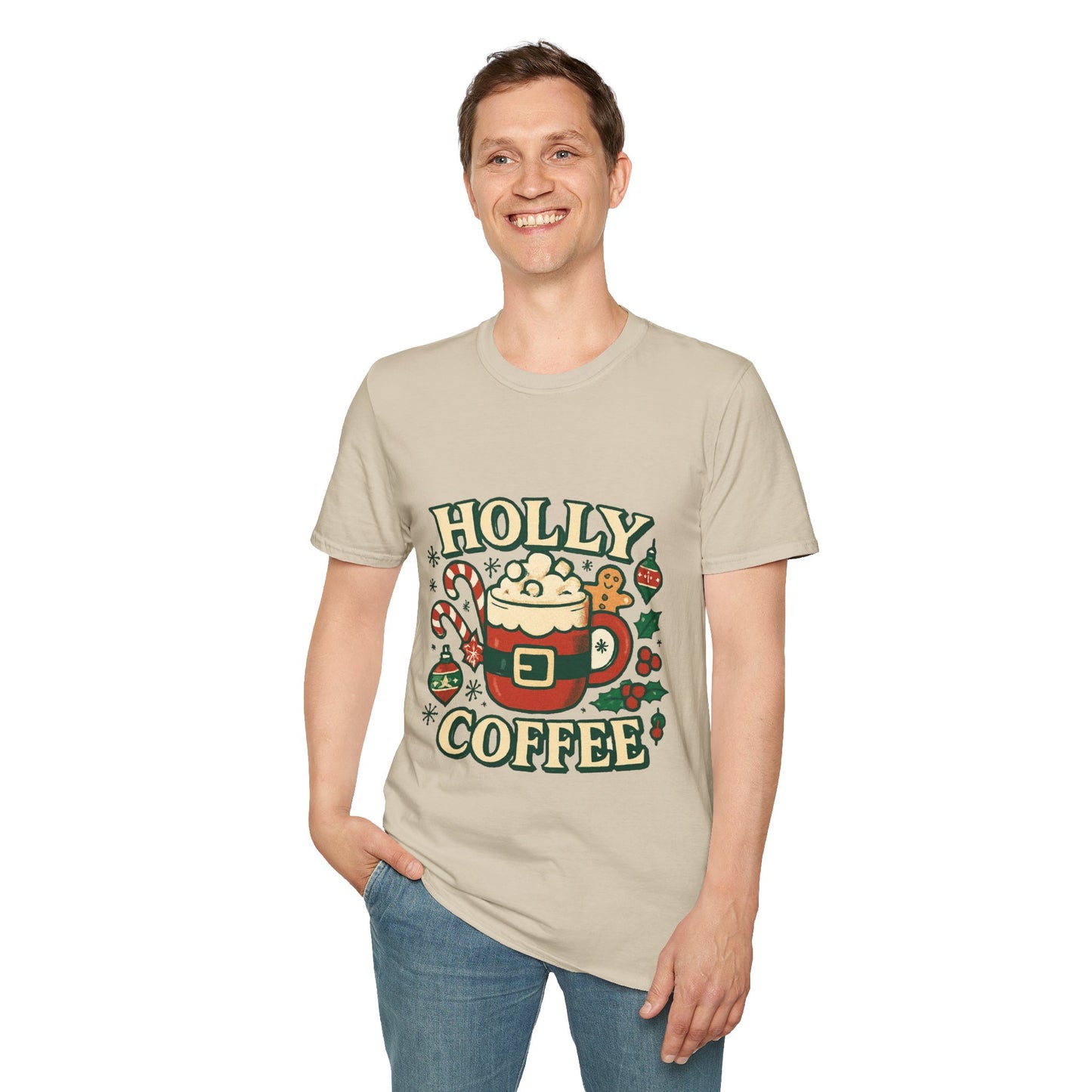 Holly Coffee | Festive Christmas Coffee Lover Unisex T-Shirt