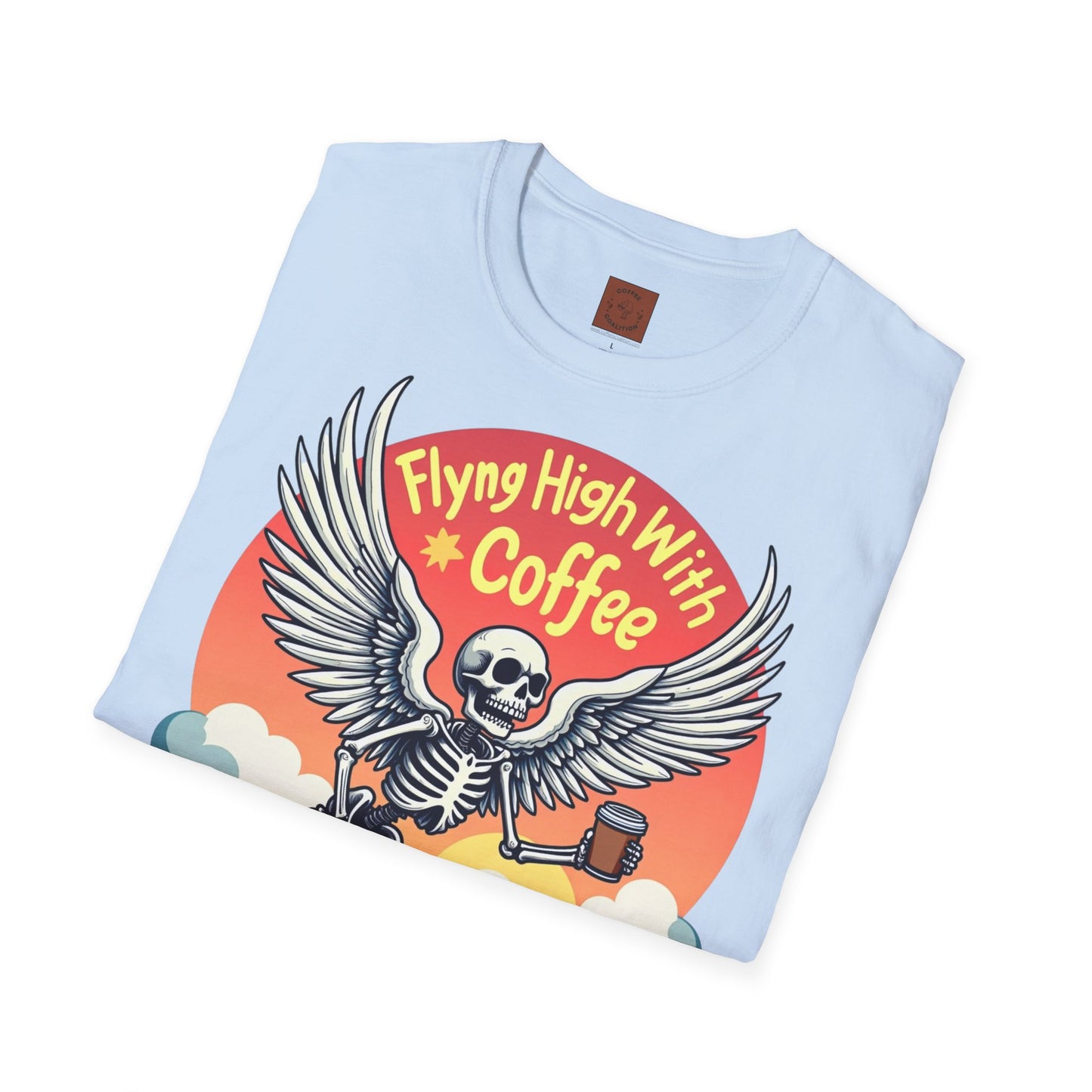 Flying High With Coffee | Skeleton Wings Tee