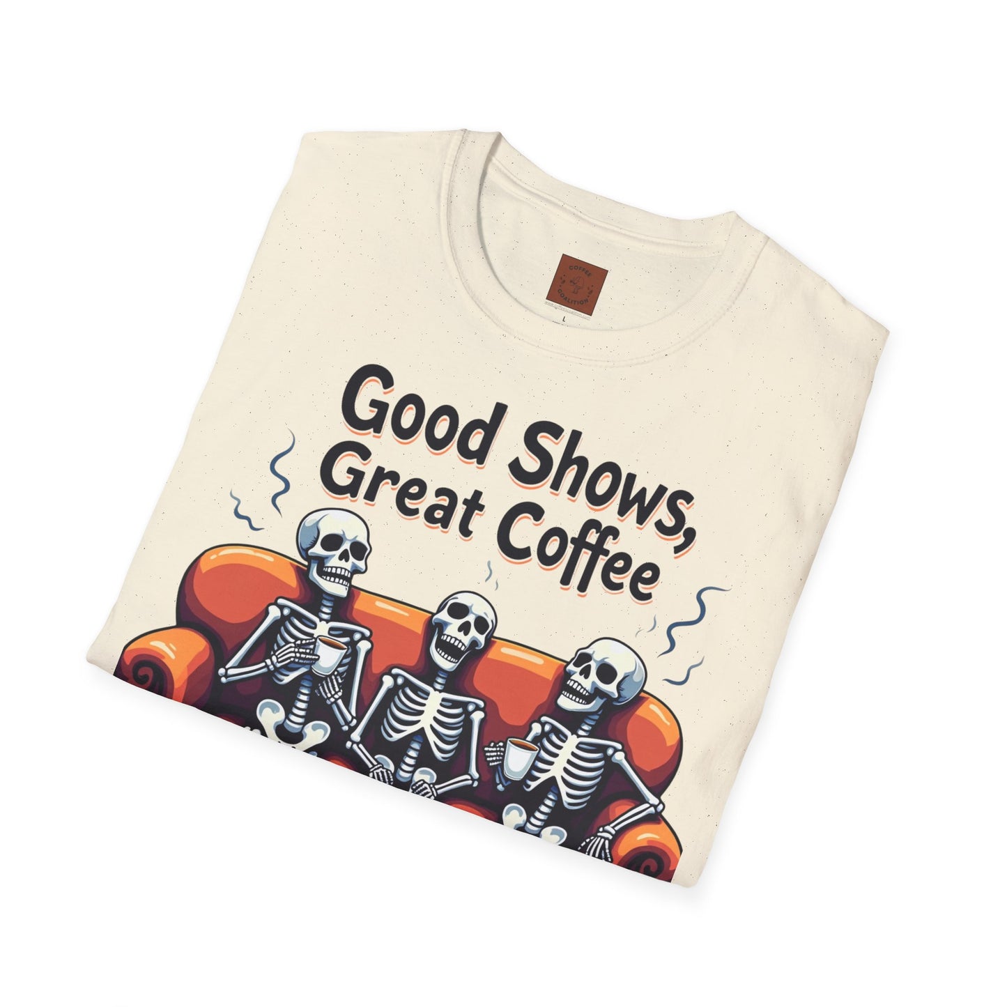Good Shows, Great Coffee, Best Vibes | Skeleton Chill Crew Tee