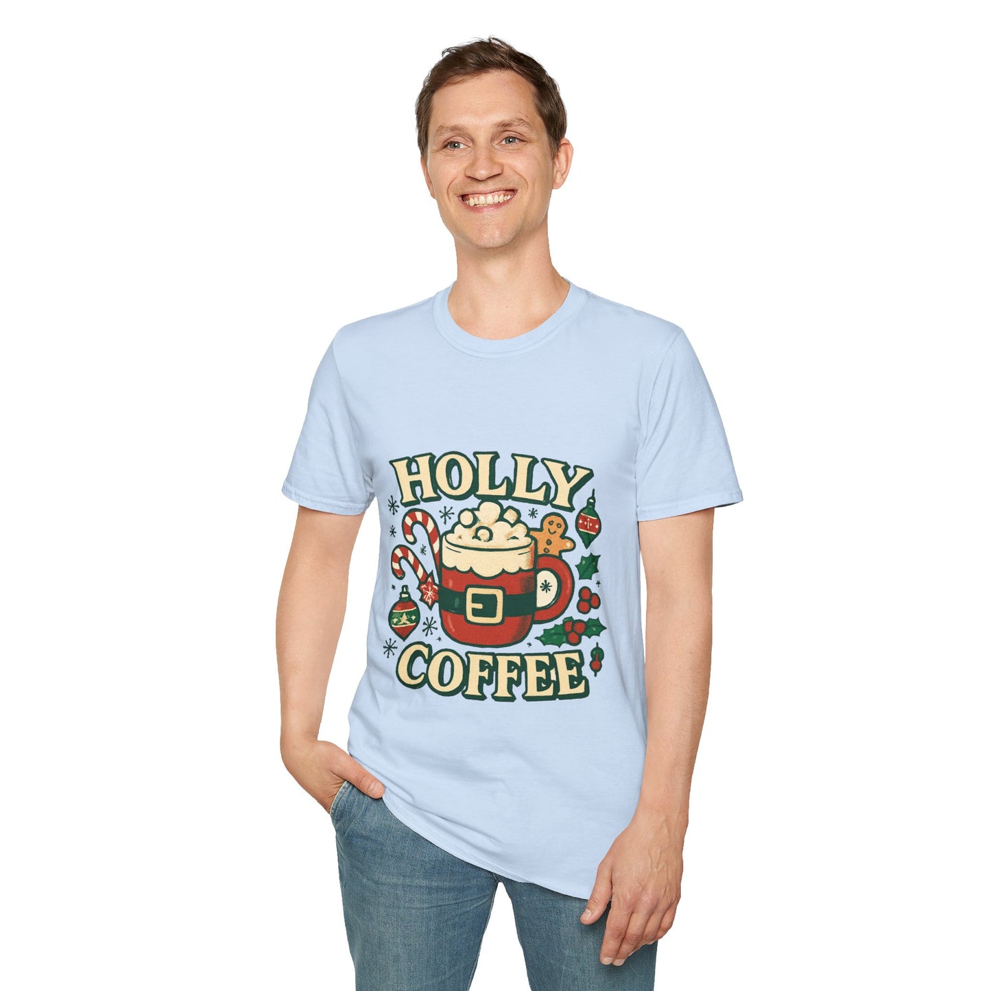 Holly Coffee | Festive Christmas Coffee Lover Unisex T-Shirt