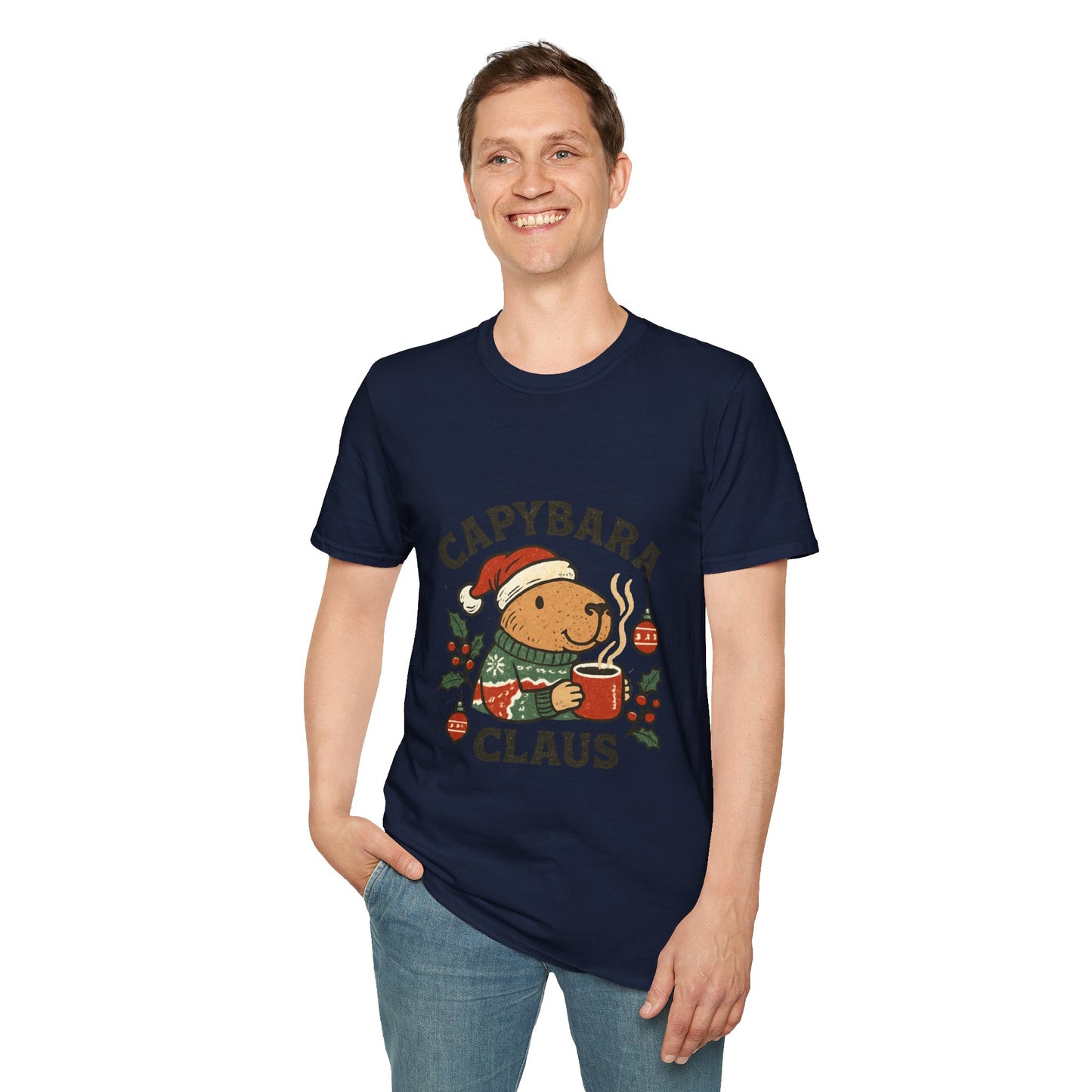 Capybara Claus | Funny Christmas Coffee Lover Unisex T-Shirt