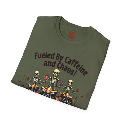 Fueled by Caffeine & Chaos | Skeleton Riders Tee